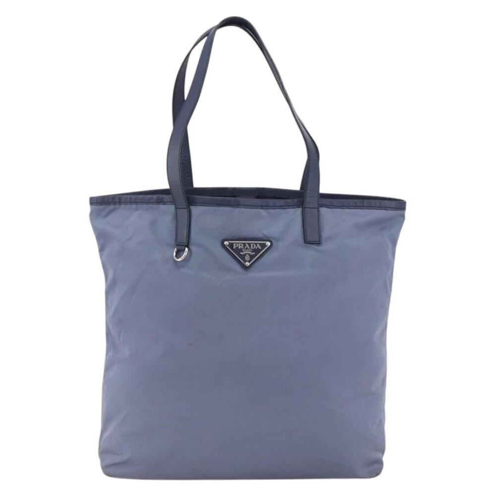 Prada Nylon Leather Tote Bag Light Blue